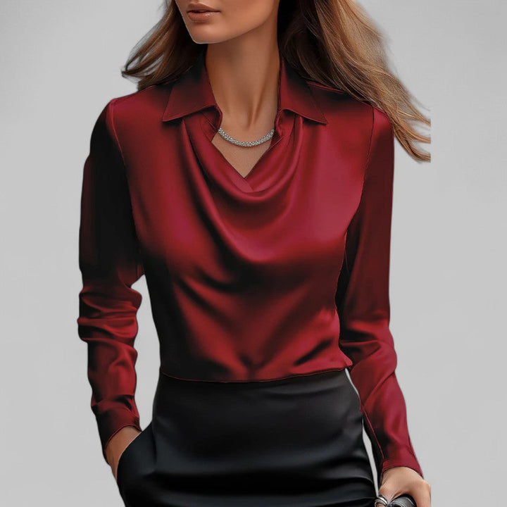 Clara | Women’s Draped Blouse with a Collared Neckline