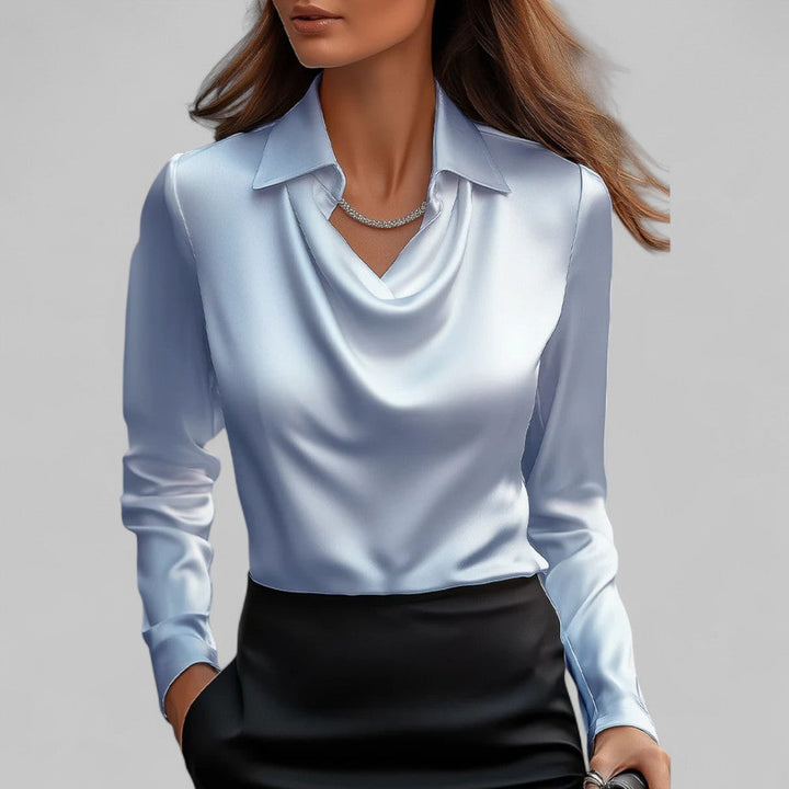 Clara | Women’s Draped Blouse with a Collared Neckline