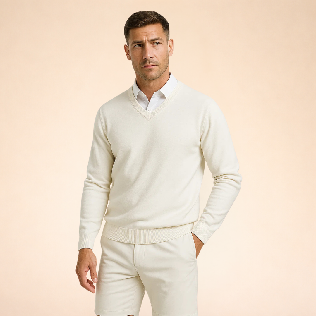 Callen | Men’s V Neck Jumper with a Clean Layered Look