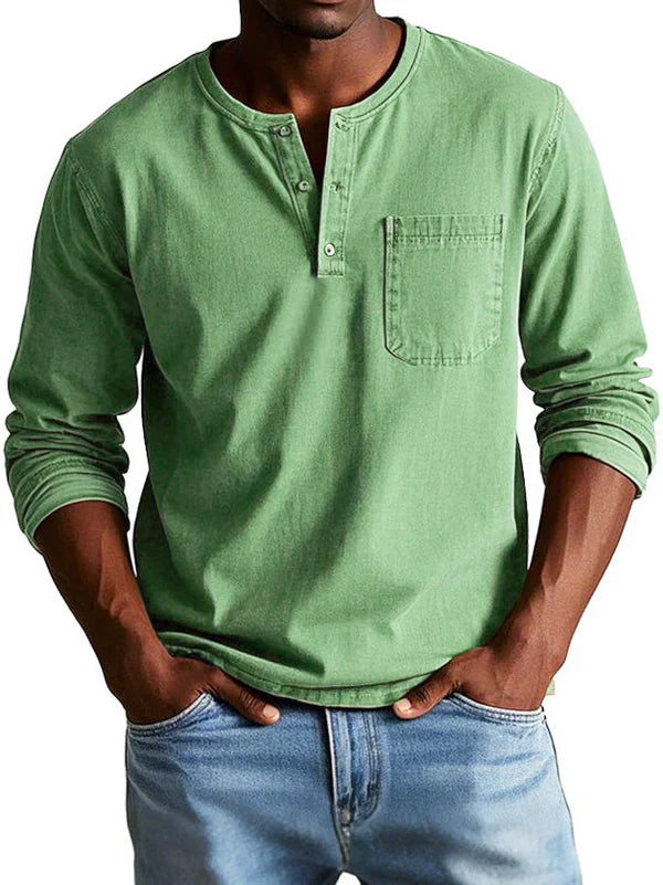 Elias | Men’s Henley Shirt with a Casual Long Sleeve Fit