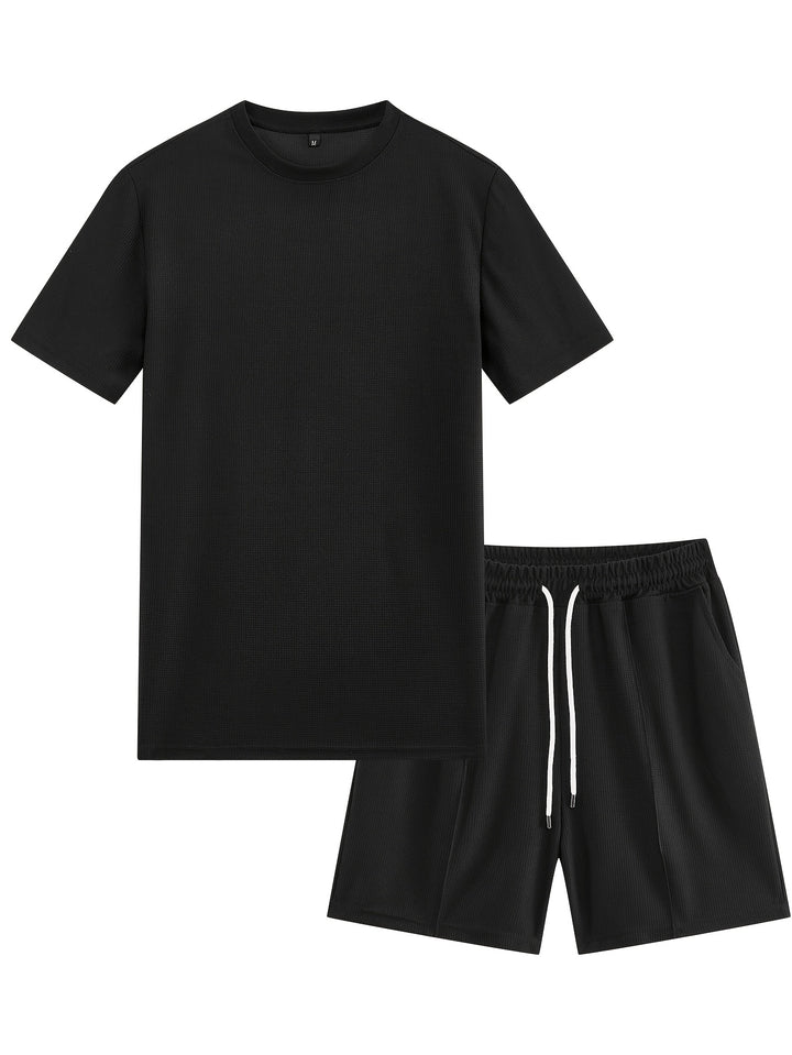 Reeve | Men's Waffle Knit T-Shirt and Drawstring Shorts Set
