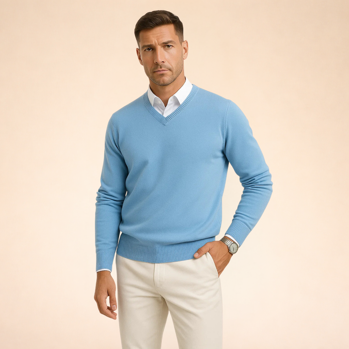Callen | Men’s V Neck Jumper with a Clean Layered Look