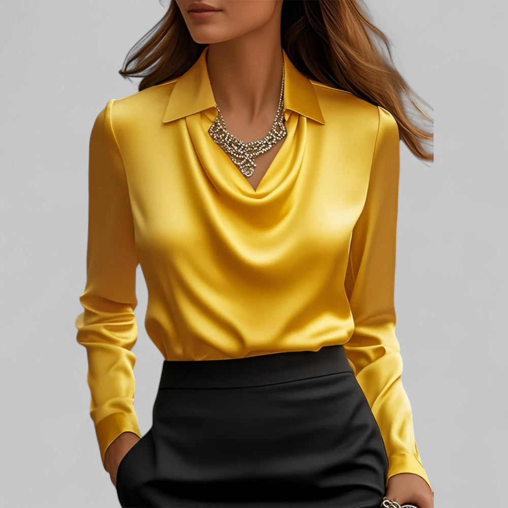 Clara | Women’s Draped Blouse with a Collared Neckline