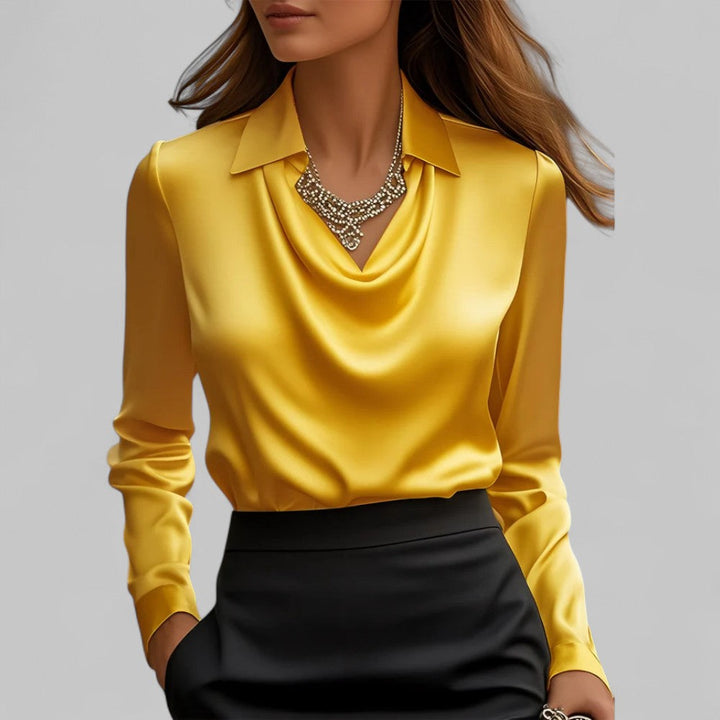 Clara | Women’s Draped Blouse with a Collared Neckline