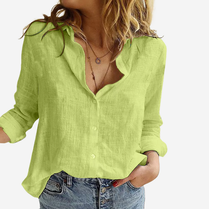 Elowen | Women's Linen Shirt with Rolled Sleeves