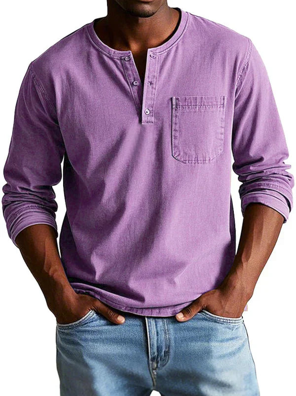 Elias | Men’s Henley Shirt with a Casual Long Sleeve Fit