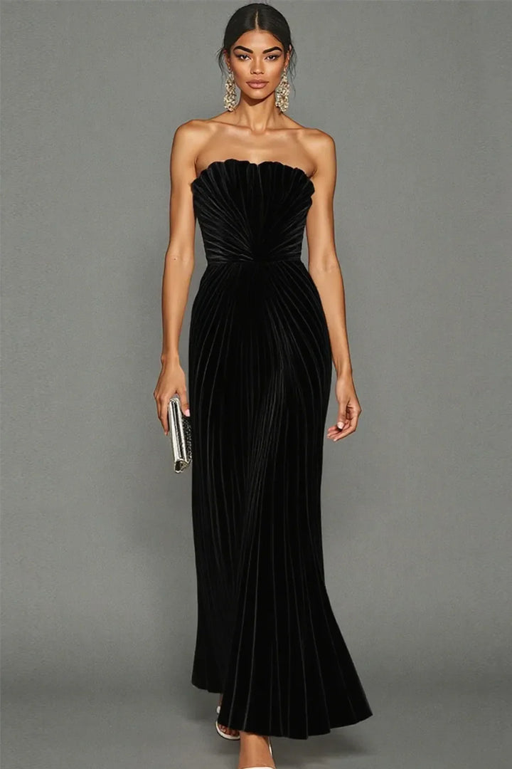 Sienna | Women's Strapless Gown with Pleated Design