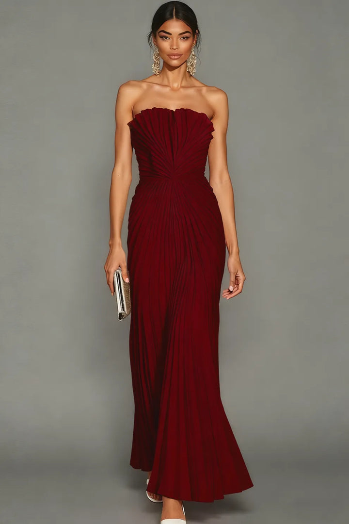 Sienna | Women's Strapless Gown with Pleated Design