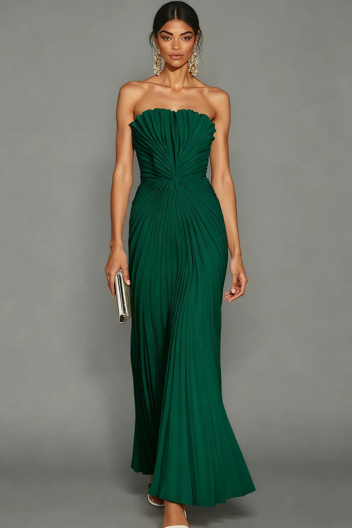 Sienna | Women's Strapless Gown with Pleated Design