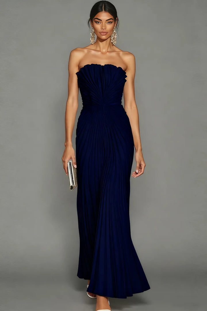 Sienna | Women's Strapless Gown with Pleated Design