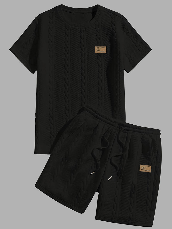 Mercer | Men's Wheat Ear Jacquard T-Shirt and Drawstring Shorts Set