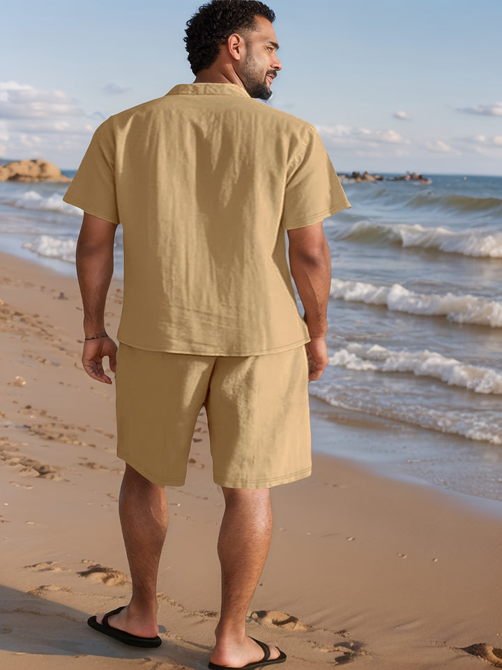 Hadley | Men's Woven Short Sleeve Shirt and Beach Shorts Set