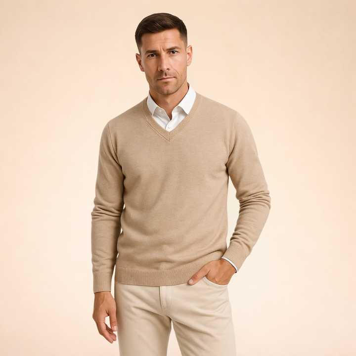 Callen | Men’s V Neck Jumper with a Clean Layered Look