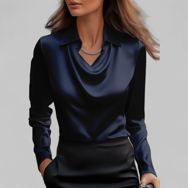 Clara | Women’s Draped Blouse with a Collared Neckline