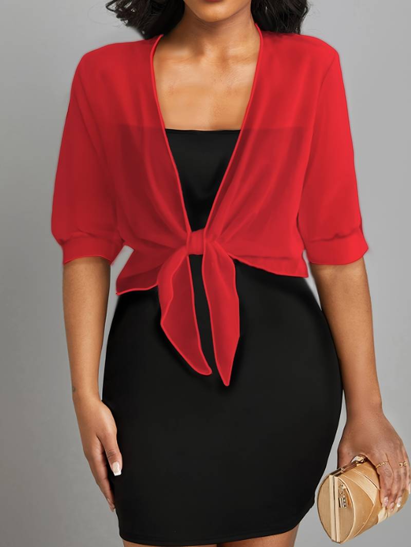Petra | Women's Sheer Tie-Front Top for Layering