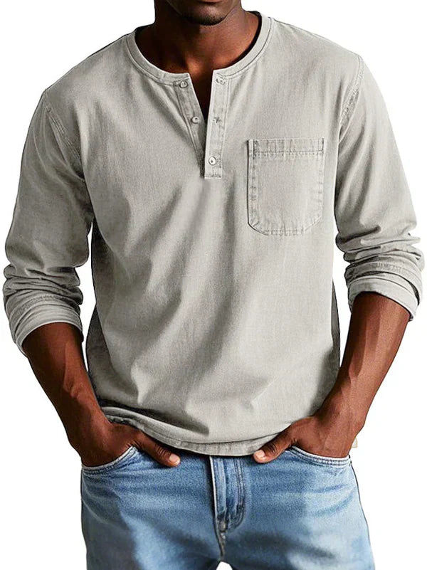 Elias | Men’s Henley Shirt with a Casual Long Sleeve Fit