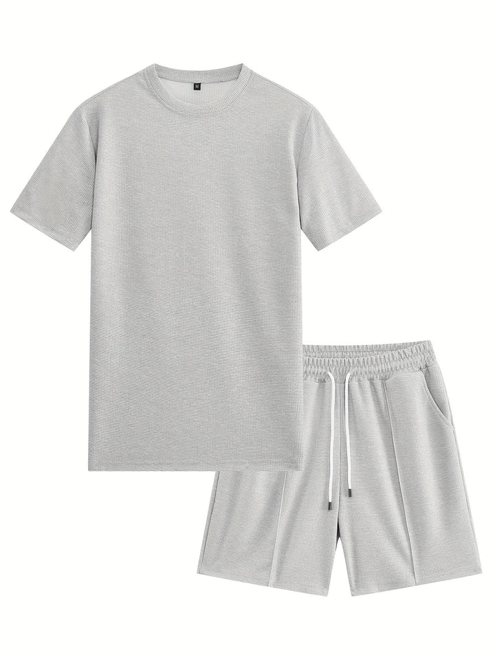 Reeve | Men's Waffle Knit T-Shirt and Drawstring Shorts Set