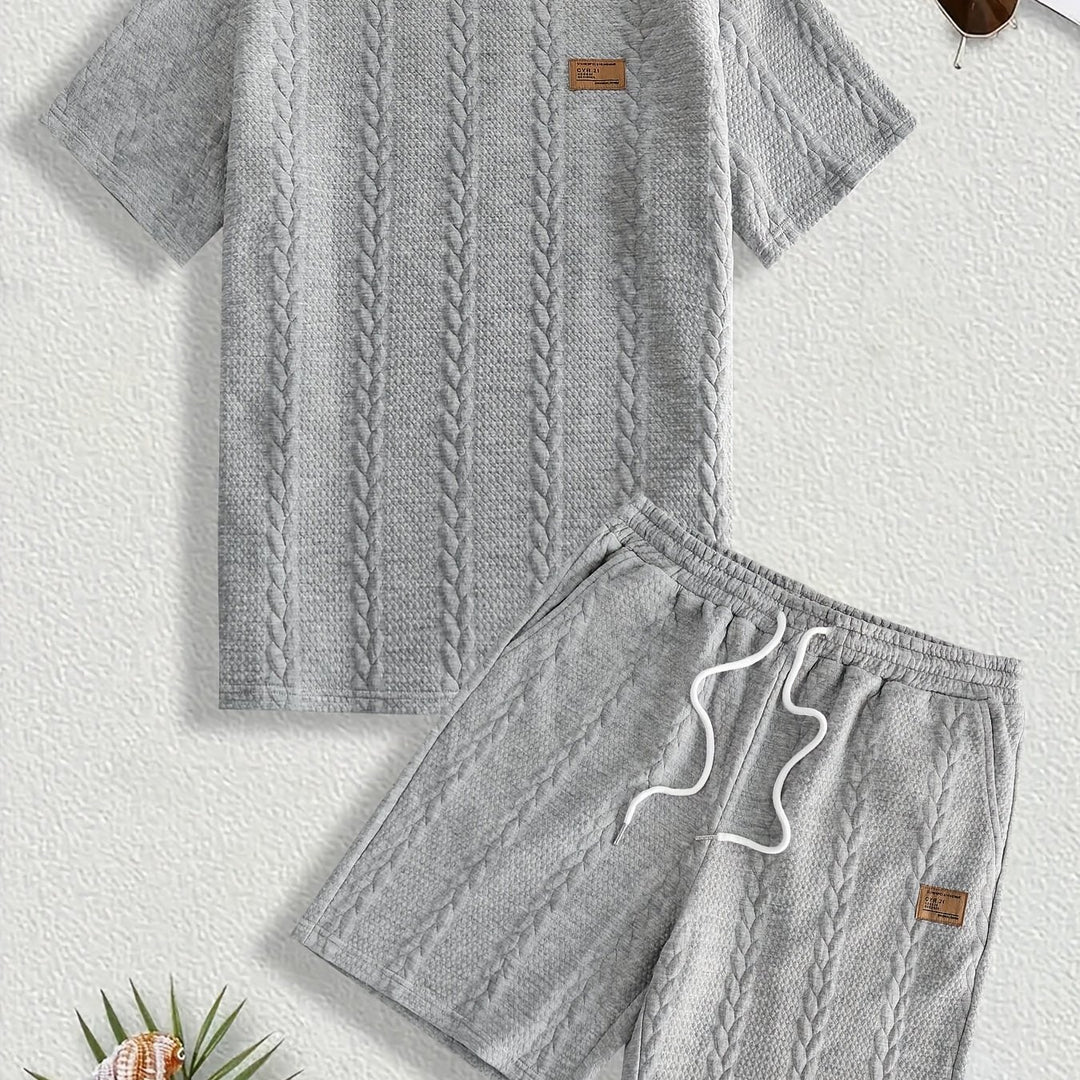 Mercer | Men's Wheat Ear Jacquard T-Shirt and Drawstring Shorts Set