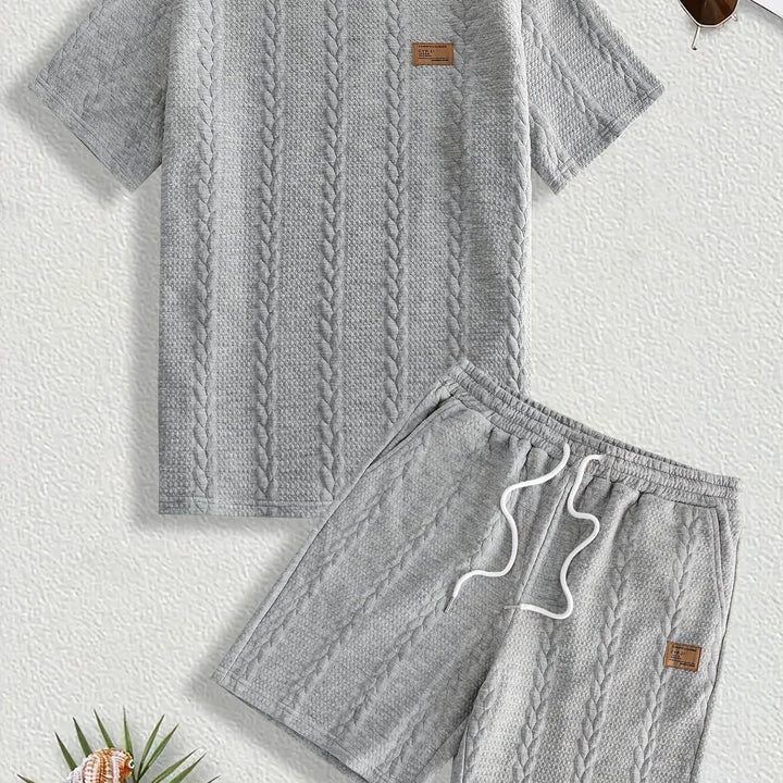 Mercer | Men's Wheat Ear Jacquard T-Shirt and Drawstring Shorts Set