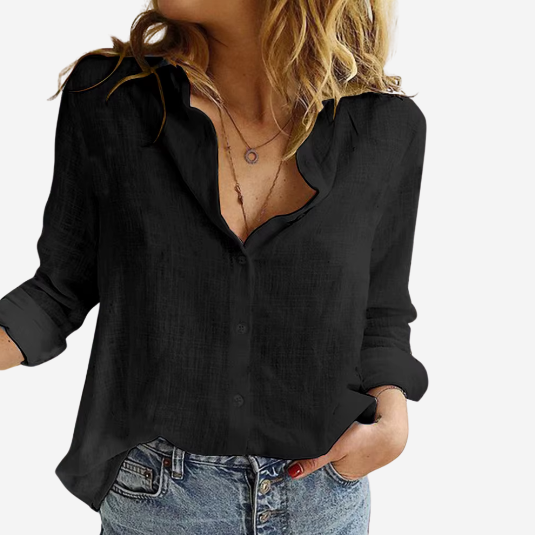 Elowen | Women's Linen Shirt with Rolled Sleeves
