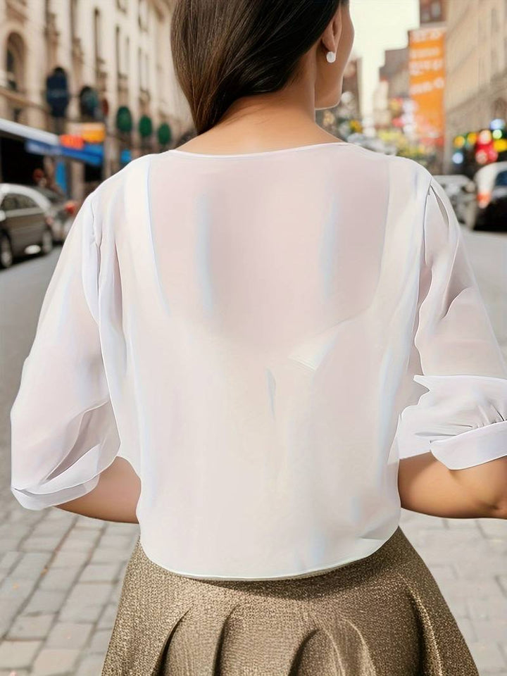 Petra | Women's Sheer Tie-Front Top for Layering