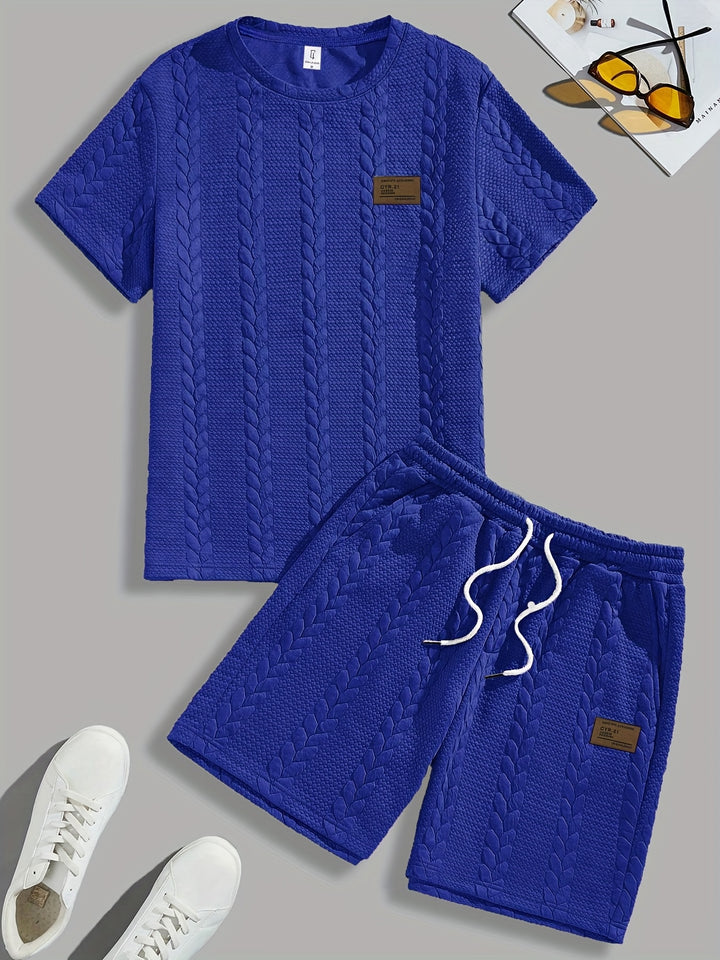 Mercer | Men's Wheat Ear Jacquard T-Shirt and Drawstring Shorts Set