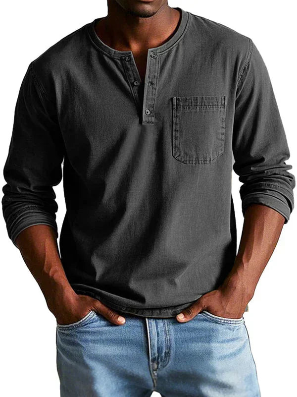 Elias | Men’s Henley Shirt with a Casual Long Sleeve Fit