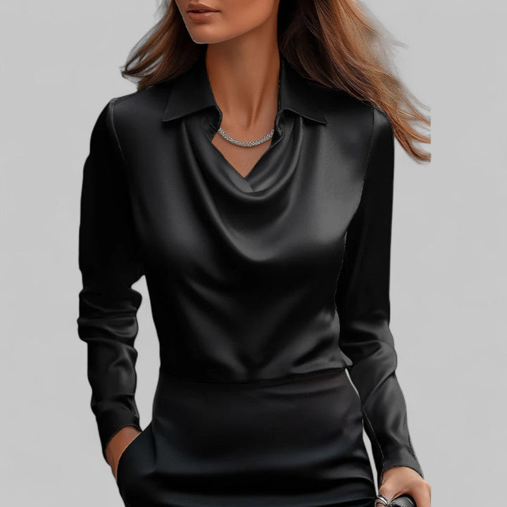 Clara | Women’s Draped Blouse with a Collared Neckline