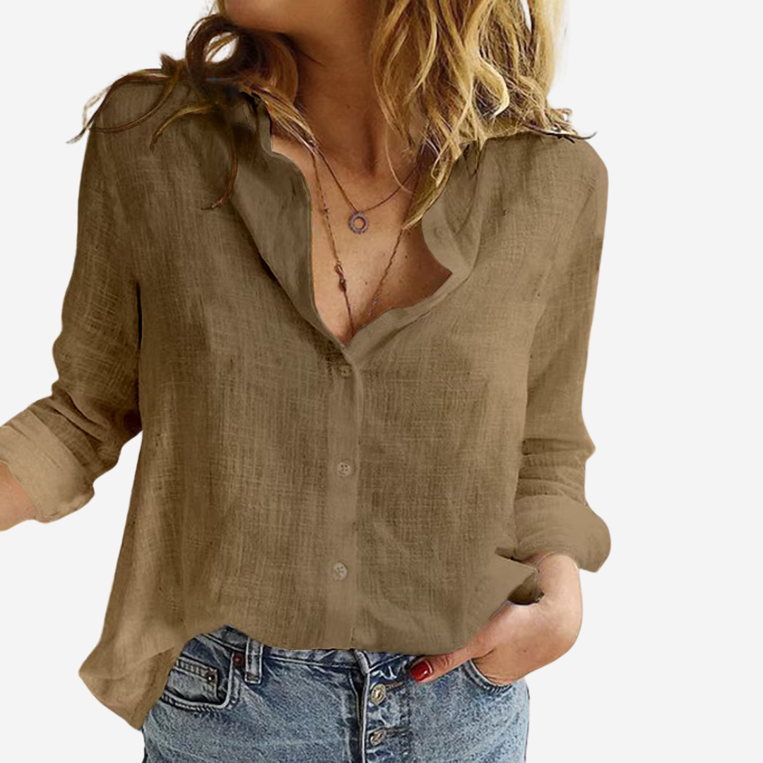 Elowen | Women's Linen Shirt with Rolled Sleeves