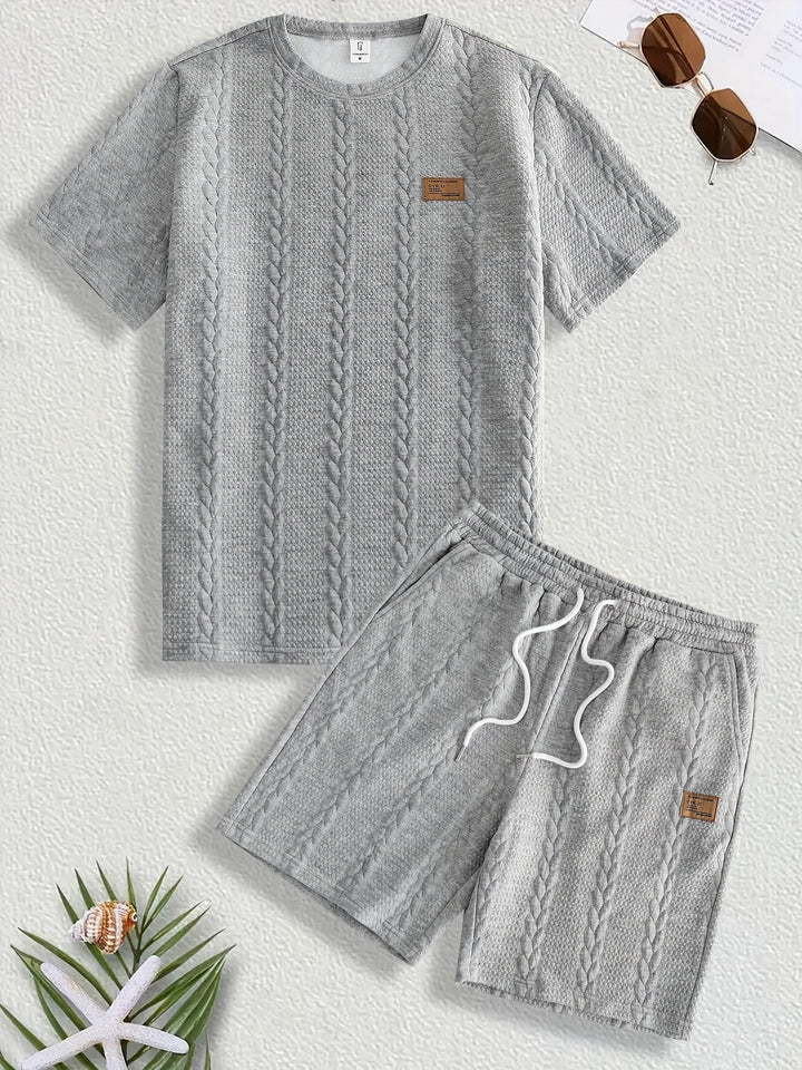 Mercer | Men's Wheat Ear Jacquard T-Shirt and Drawstring Shorts Set