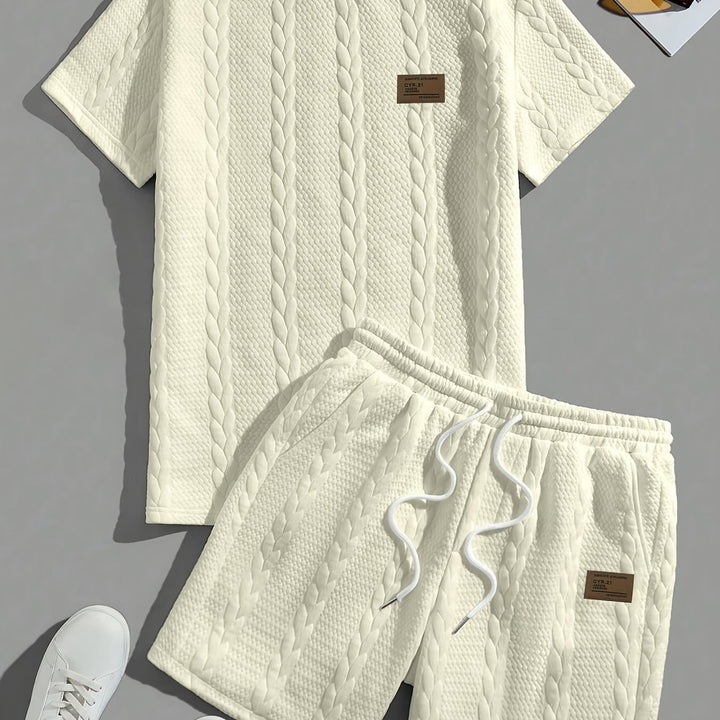 Mercer | Men's Wheat Ear Jacquard T-Shirt and Drawstring Shorts Set