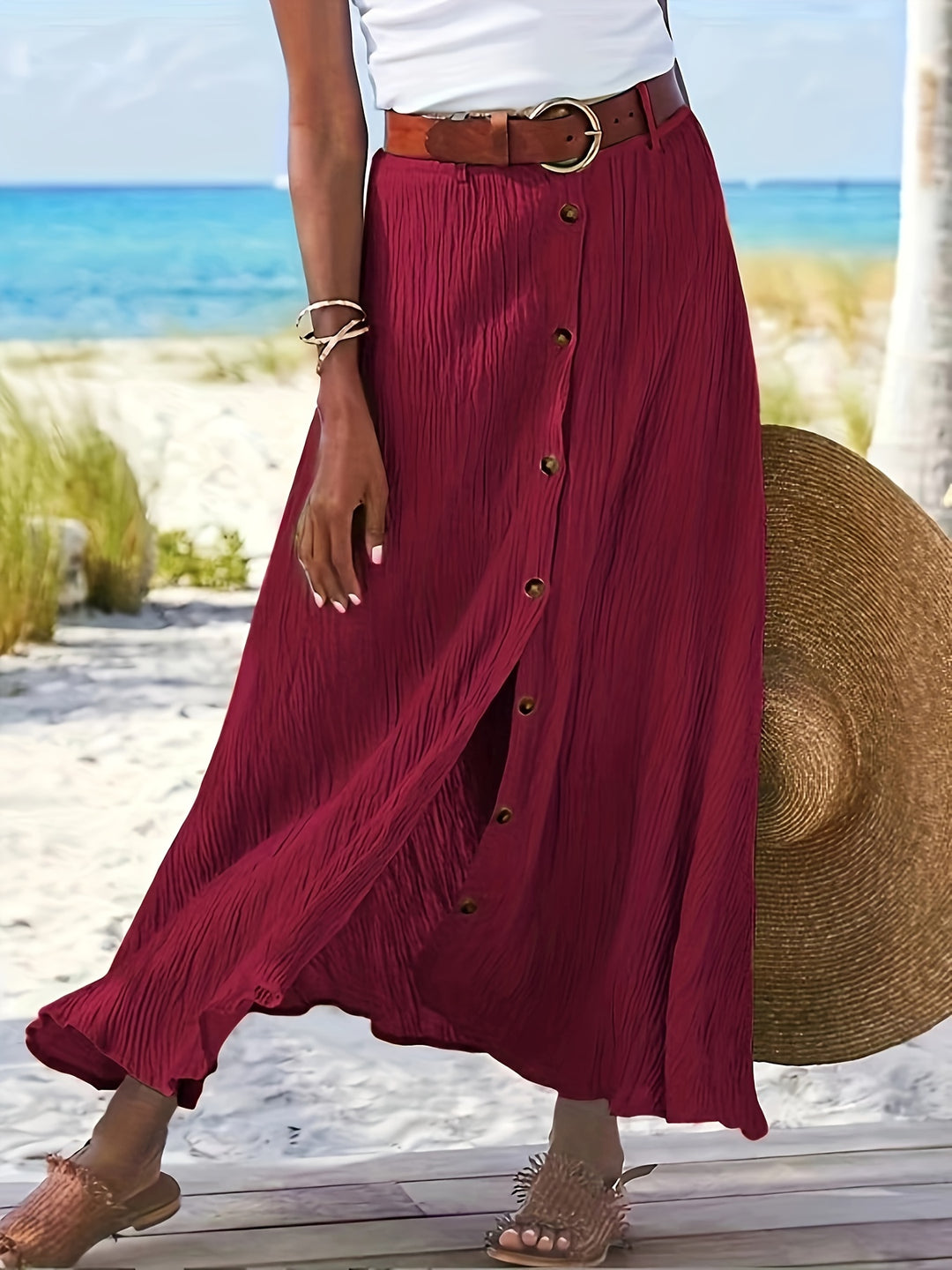 Arden | Women's Slit Maxi Skirt in an A-Line Mid-Waist Fit