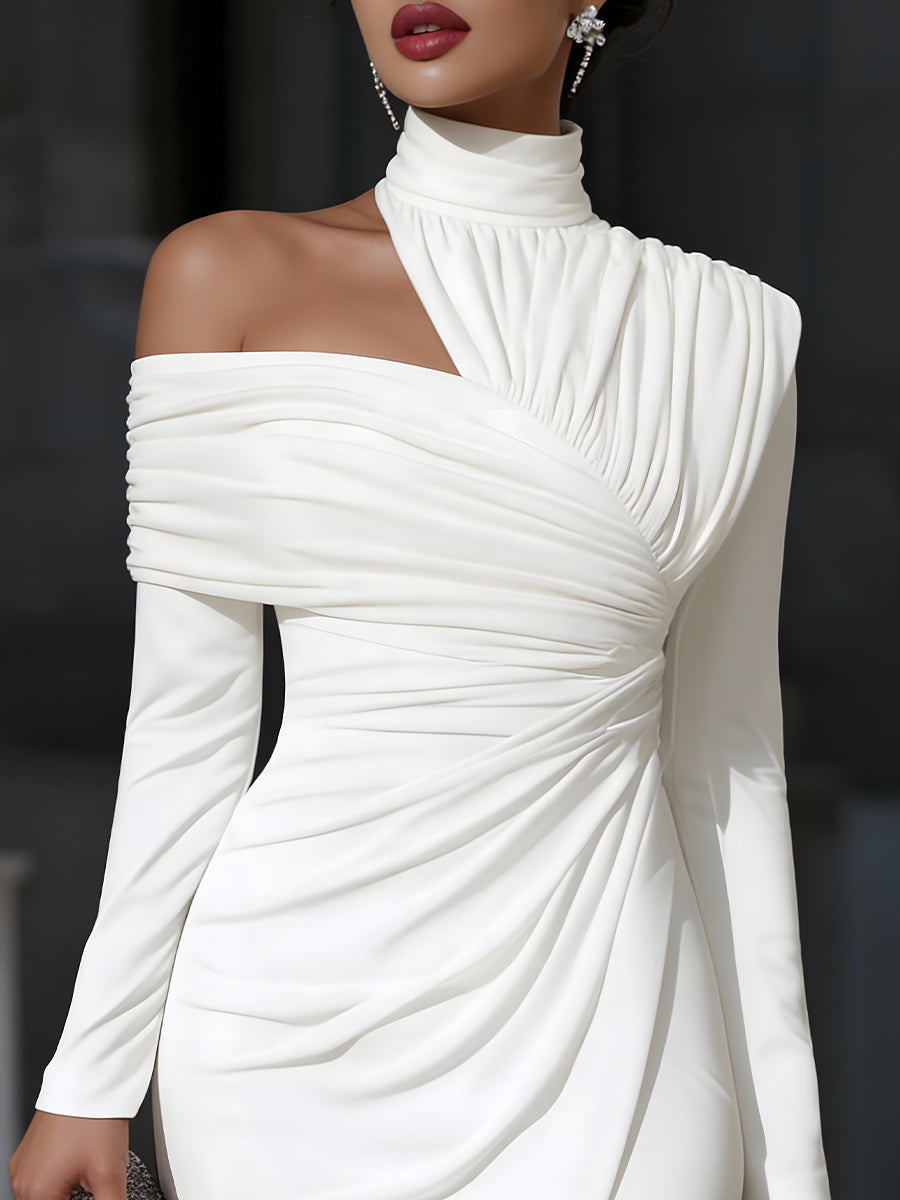 Seraphina | Women’s Midi Dress featuring an Asymmetric Neckline