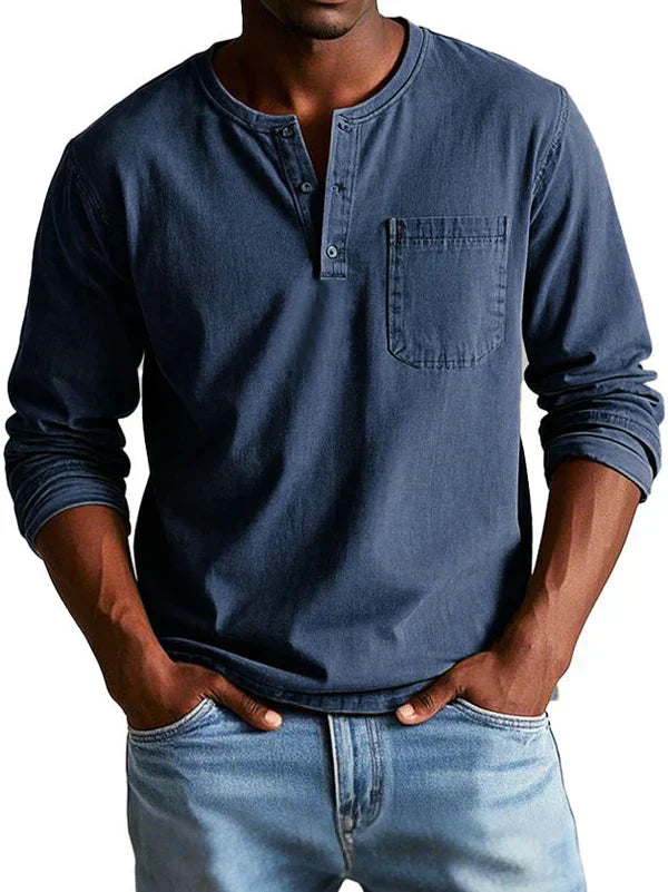 Elias | Men’s Henley Shirt with a Casual Long Sleeve Fit