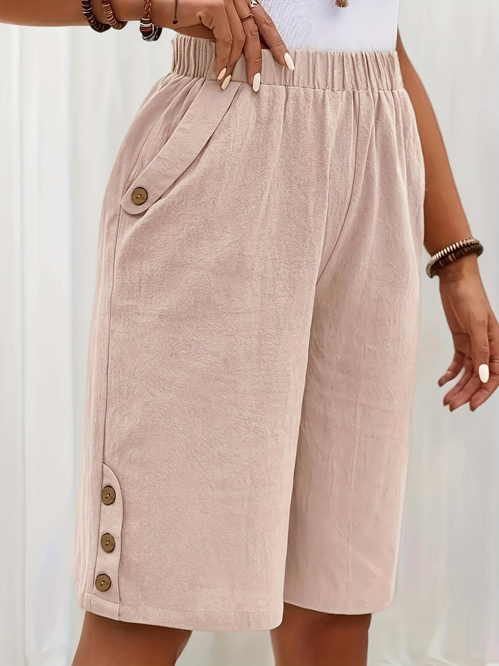 Fletcher | Men's Loose Fit Elastic Waist Shorts with Button Detail