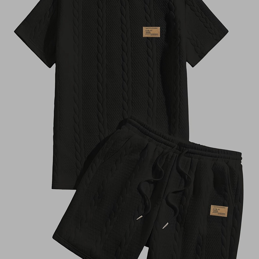 Mercer | Men's Wheat Ear Jacquard T-Shirt and Drawstring Shorts Set