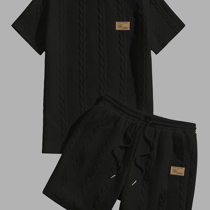 Mercer | Men's Wheat Ear Jacquard T-Shirt and Drawstring Shorts Set