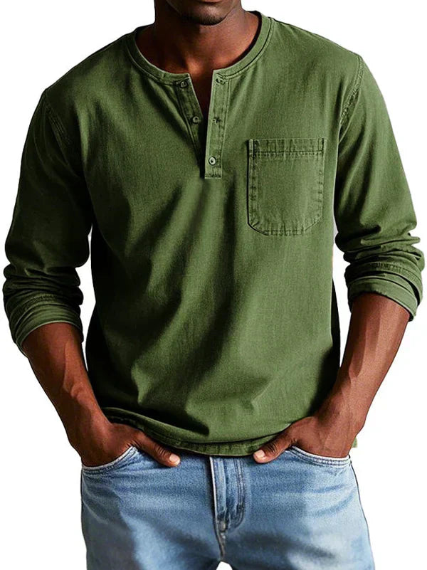 Elias | Men’s Henley Shirt with a Casual Long Sleeve Fit