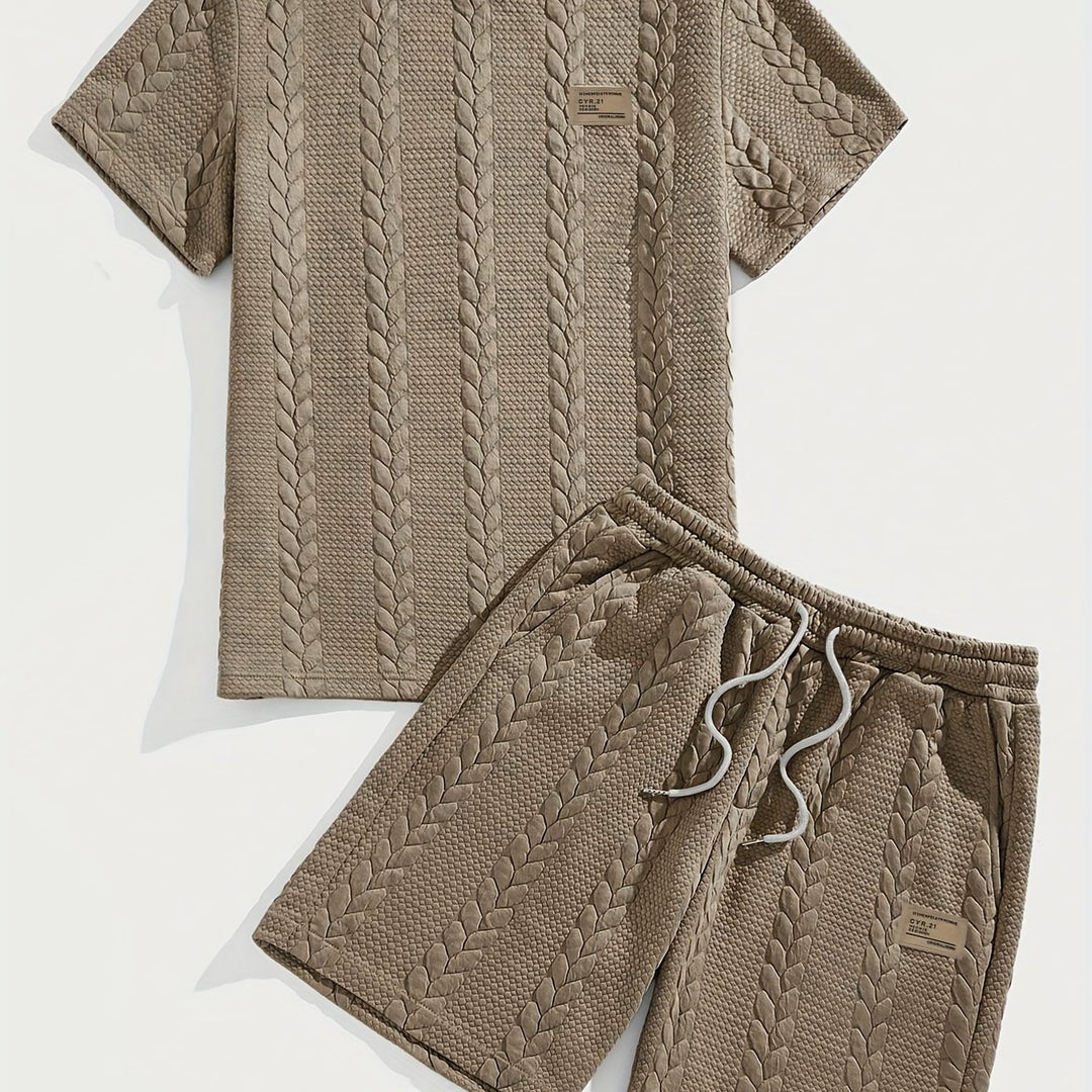 Mercer | Men's Wheat Ear Jacquard T-Shirt and Drawstring Shorts Set