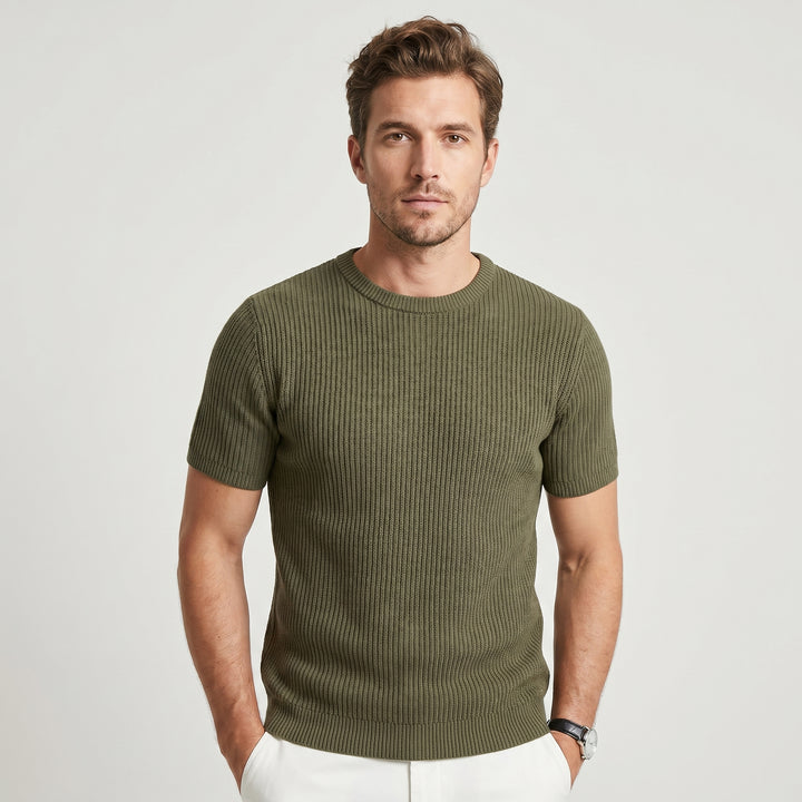 Aldric | Men's Knit Jacquard T-Shirt in a Relaxed Everyday Fit