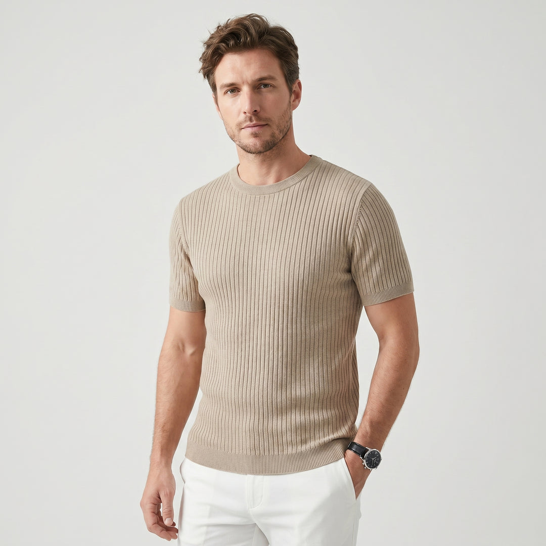 Aldric | Men's Knit Jacquard T-Shirt in a Relaxed Everyday Fit