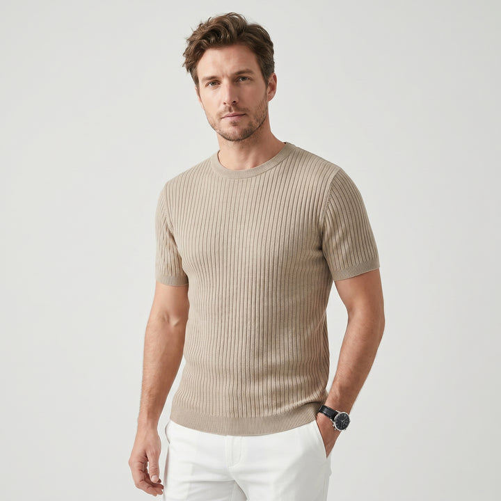 Aldric | Men's Knit Jacquard T-Shirt in a Relaxed Everyday Fit