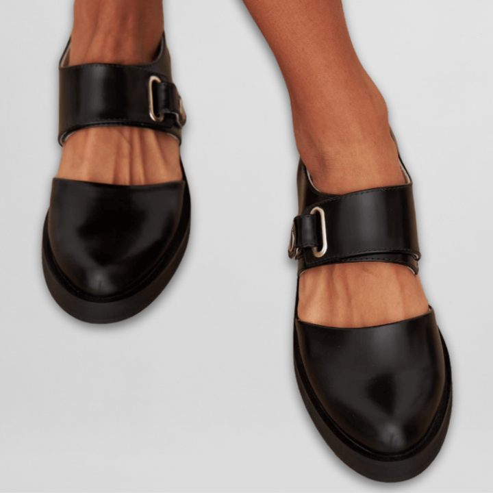 Orla | Women's Black Mary Jane Shoes with Buckle Detail