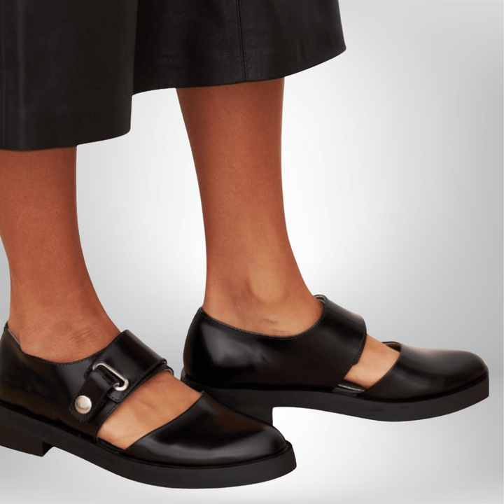 Orla | Women's Black Mary Jane Shoes with Buckle Detail