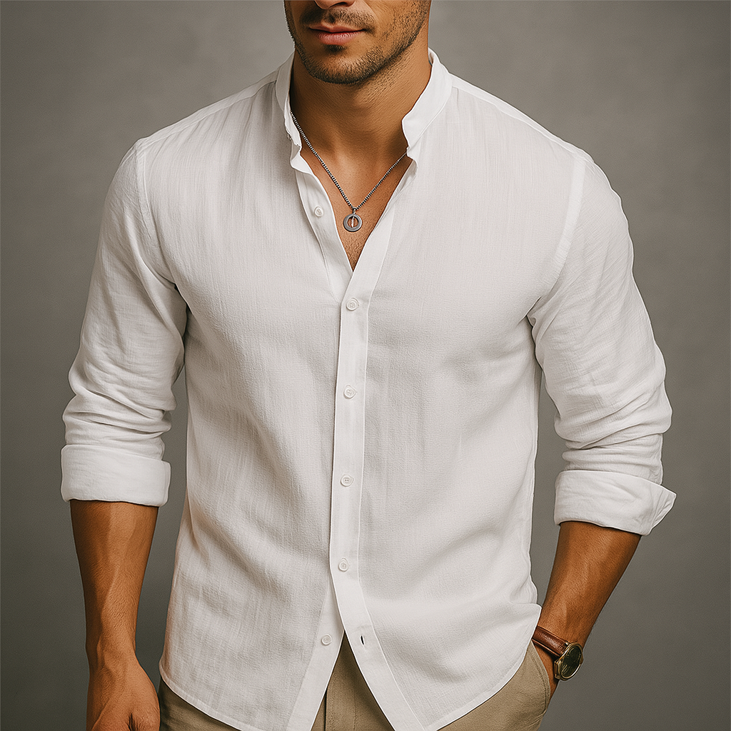 Clifton | Men's Linen Shirt with Mandarin Collar