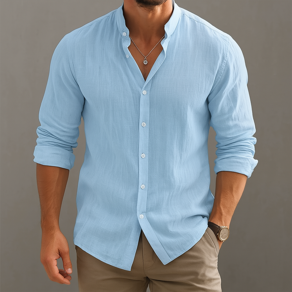 Clifton | Men's Linen Shirt with Mandarin Collar