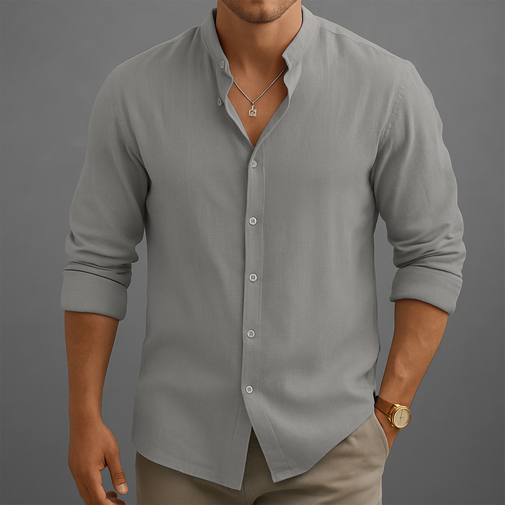 Clifton | Men's Linen Shirt with Mandarin Collar