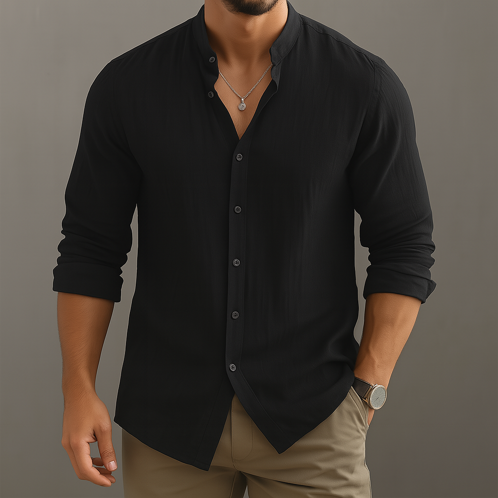 Clifton | Men's Linen Shirt with Mandarin Collar