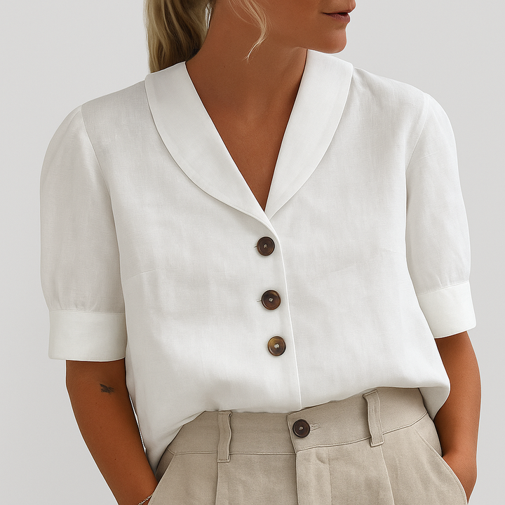 Fleur | Women's Linen Blouse with Button Detail