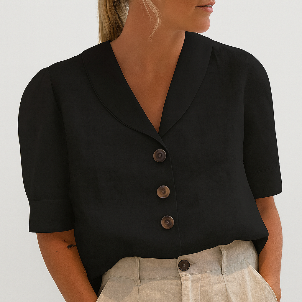 Fleur | Women's Linen Blouse with Button Detail
